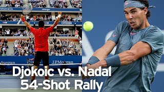 Novak Djokovic vs Rafael Nadal 54shot rally  US Open 2013 Final [upl. by Rabjohn]