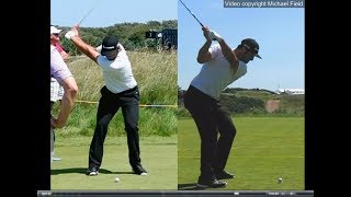 Jon Rahm golf swing  Long Iron faceon amp downtheline July 2017 [upl. by Dlared]