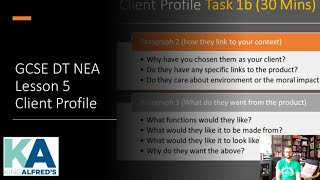 DampT GCSE NEA Lesson 5 Client Profile [upl. by Christianity]