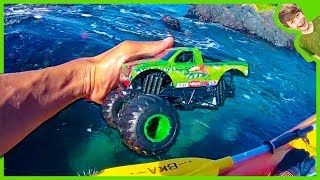 EPiC Monster Truck Arena at the Beach  Unboxing 13 New Toy Monster trucks [upl. by Noelle]