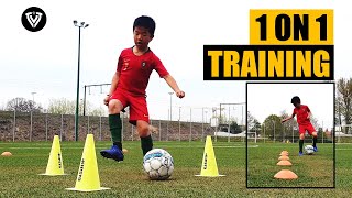 1 on 1 Training Ideas  Football  Soccer Exercises  U9  U10  U11  U12 [upl. by Eelyahs]