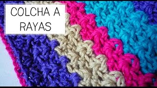 Colcha a Rayas tejida a Crochet ideal bebés  Paso a Paso  PARTE 1 de 2 [upl. by Jaquelyn]