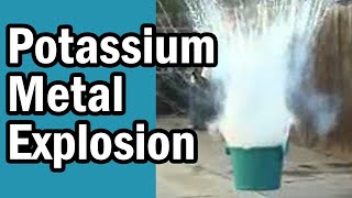 Potassium Metal Explosion  Potassium in Water [upl. by Htes795]