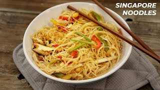 Singapore Rice Noodles  Restaurant Cafe Singaporean Style Recipes  CookingShooking [upl. by Jodi]