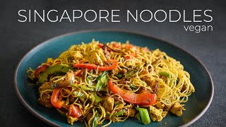 Vegetarian Singapore Noodles Recipe  Cantonese Curry Rice Noodles 星洲炒米粉 [upl. by Airotkciv]