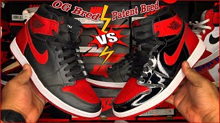 Jordan 1 Patent Bred Vs OG Bred  Which Better [upl. by Lemieux]