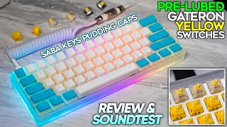 BETTER Gateron Yellow Switches PRELUBED CAP YELLOW SWITCHES REVIEW Sound Test [upl. by Robillard]