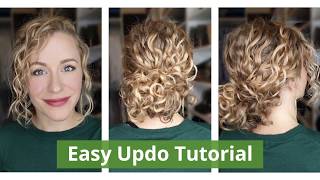 Easy Curly Updo  Curly Chignon [upl. by Alletsirhc]