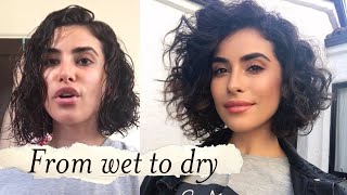 How to Style Short Curly Hair  WET TO DRY Tutorial [upl. by Ardnwahs254]