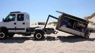 Iveco Daily 4x4 Hooklift  Mark 1 Camper Unload [upl. by Hanaj]