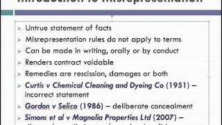 Misrepresentation Lecture 1 of 4 [upl. by Aloisius407]