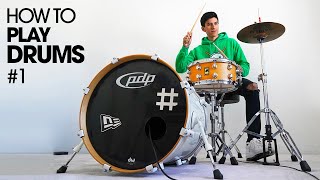 HOW TO PLAY DRUMS  Beginner Drum Lesson 1 [upl. by Cheria]