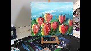 Acrylverf voor beginners  Tulpen  acrylic painting for beginners  Tulips [upl. by Maunsell400]