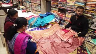 Saree shopping at Sarojini Nagar Market  Colourful silk sarees for wedding events [upl. by Harutak39]