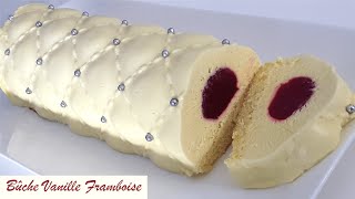 BÛCHE VANILLE FRAMBOISE  ASTUCE MOULE INSERT FAIT SOITMÊME [upl. by Tarsus]