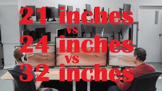 32 inch VS 24 inch VS 21 inch Computer monitor 2021  Side by side size comparisonMonitorSize [upl. by Suiradal953]